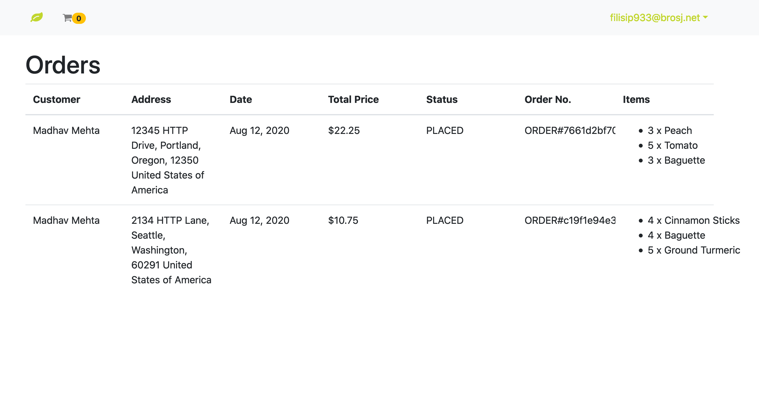 Order History Test1