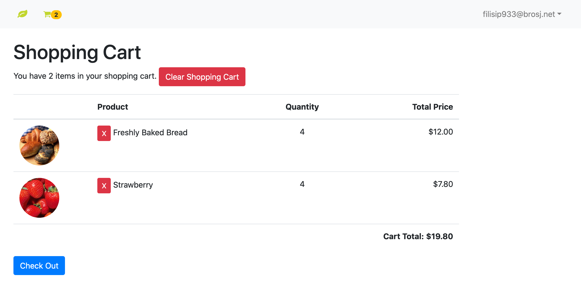 View of Shopping Cart